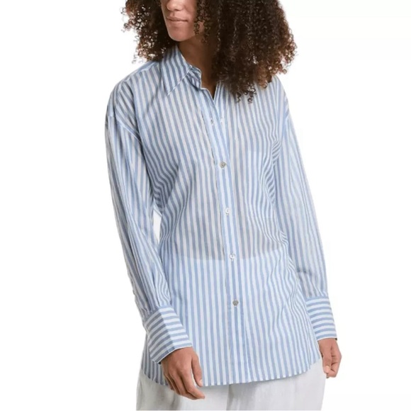 Vince Tops - Vince Cotton Oversized Stripe Shirt In Blue White Stripe Size 2X 20